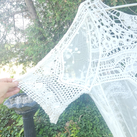 Bohemian 2 Pice White Crochet Style Lace Dress And Tunuc/top - Picture 3 of 13